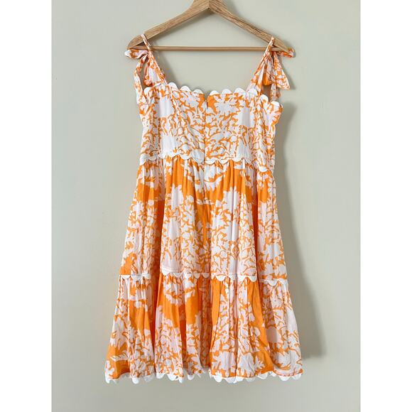 Juliet Dunn Orange Creamsicle Dress Summer A-Line Mini Tie Strap Small Scallop - Picture 5 of 6